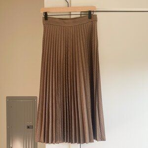 Zara Checkered Pleated Midi Flare Skirt Size S Academia Preppy Career Parisian